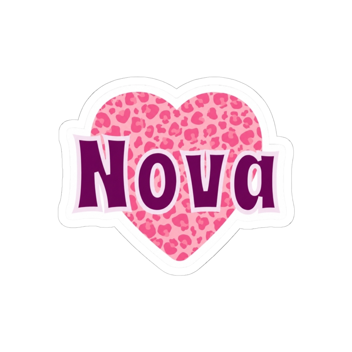 Nova Name Pink Leopard Heart | Baby Nova - alternate angle 3, merchandise